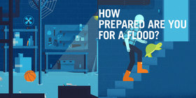 An illustration of a flooded basement with the text "How prepared are you for a flood?"